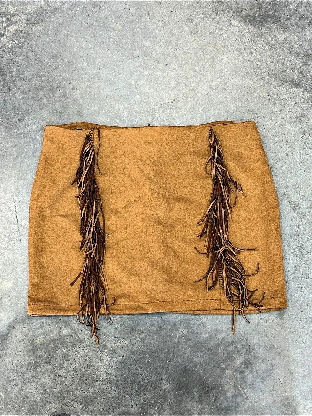 Fringe Mini Skirt Brown Size XL NWT